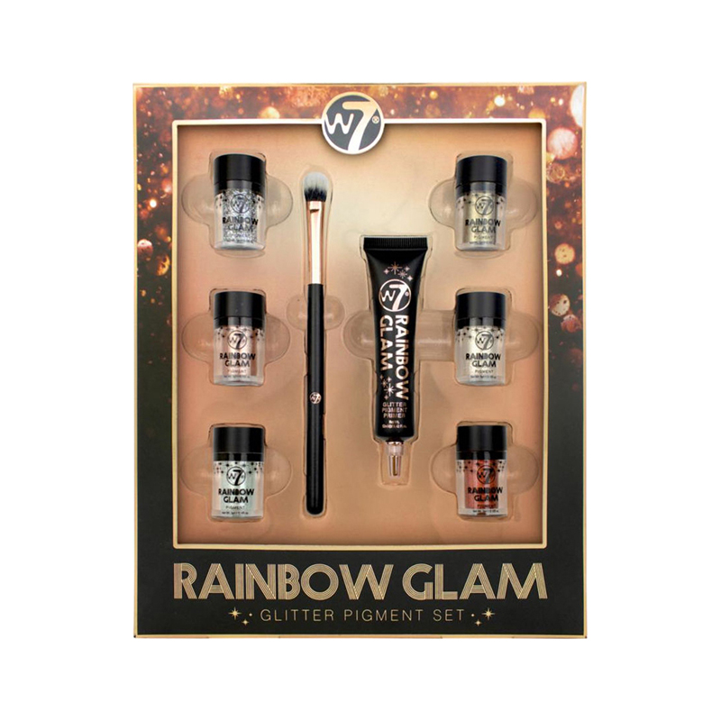 w7 cosmetics rainbow glam glittery pigment set