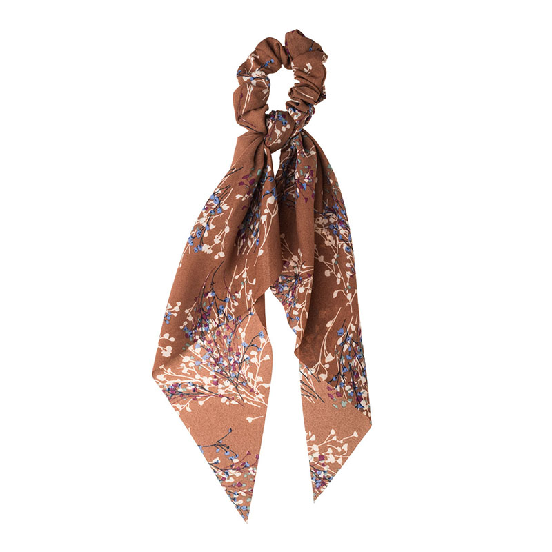 36672 Kaphe Floral Kladia Scrunchie Soura Mallion me Phionko Manteli