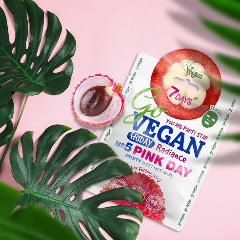 7days govegan sheet mask pink day 25g 3