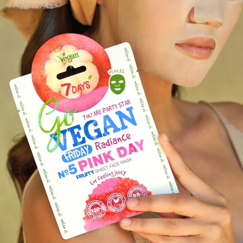 7days govegan sheet mask pink day 25g 4