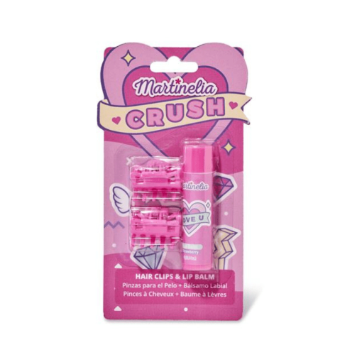 Martinelia Crush Beauty Set Hair Clips X 2 Pink Lip Balm 4gr Strawberry
