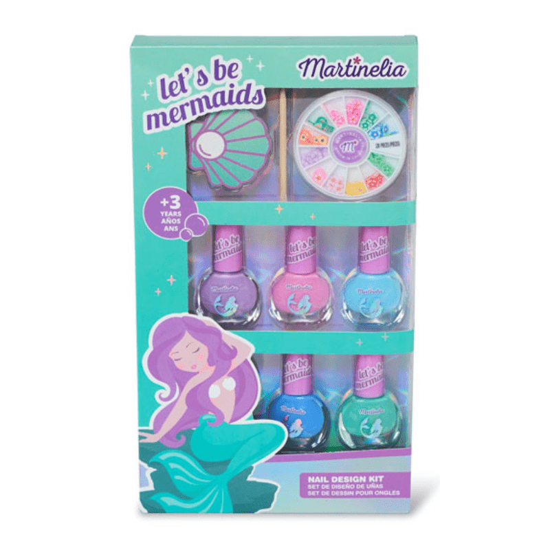 Martinelia Lets Be Mermaids Nail Design Kit Βερνίκια Νυχιών 5 x 4ml Διακοσμητικά Νυχιών Λίμα Κοχύλι Στικ Εφαρμογής