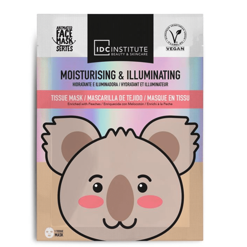 IDC Institute Vegan Cute Animals Animated Mask Μάσκα Προσώπου Koala Εκτύπωση σε Πανί Moisturizing Illuminating Ενυδάτωση και Λάμψη 25gr