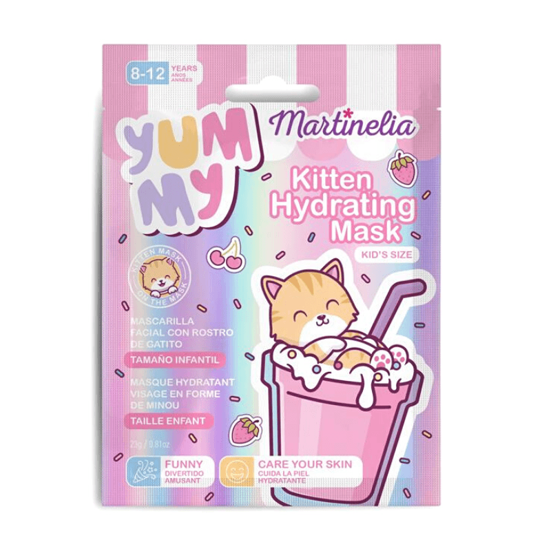 Martinelia Yummy Kitten Hydrating Mask 25gr Παιδική Μασκά Ομορφίας Πανί Με Σχέδιο Ηλικίες 8 με 12