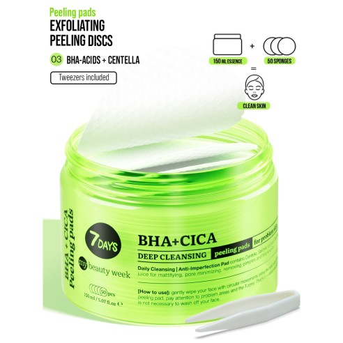 7days exfaoliating peeling pads bhacica