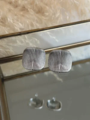 Maria Galanou Earrings Bold Cube Silver