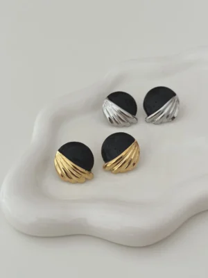 Maria Galanou Earrings Ember Black Gold