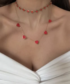 Alternative view of Maria Galanou Necklace "VALENTINE'S HEARTS"