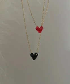 Maria Galanou  Necklace Black "MATCHY MATCHY HEARTS"